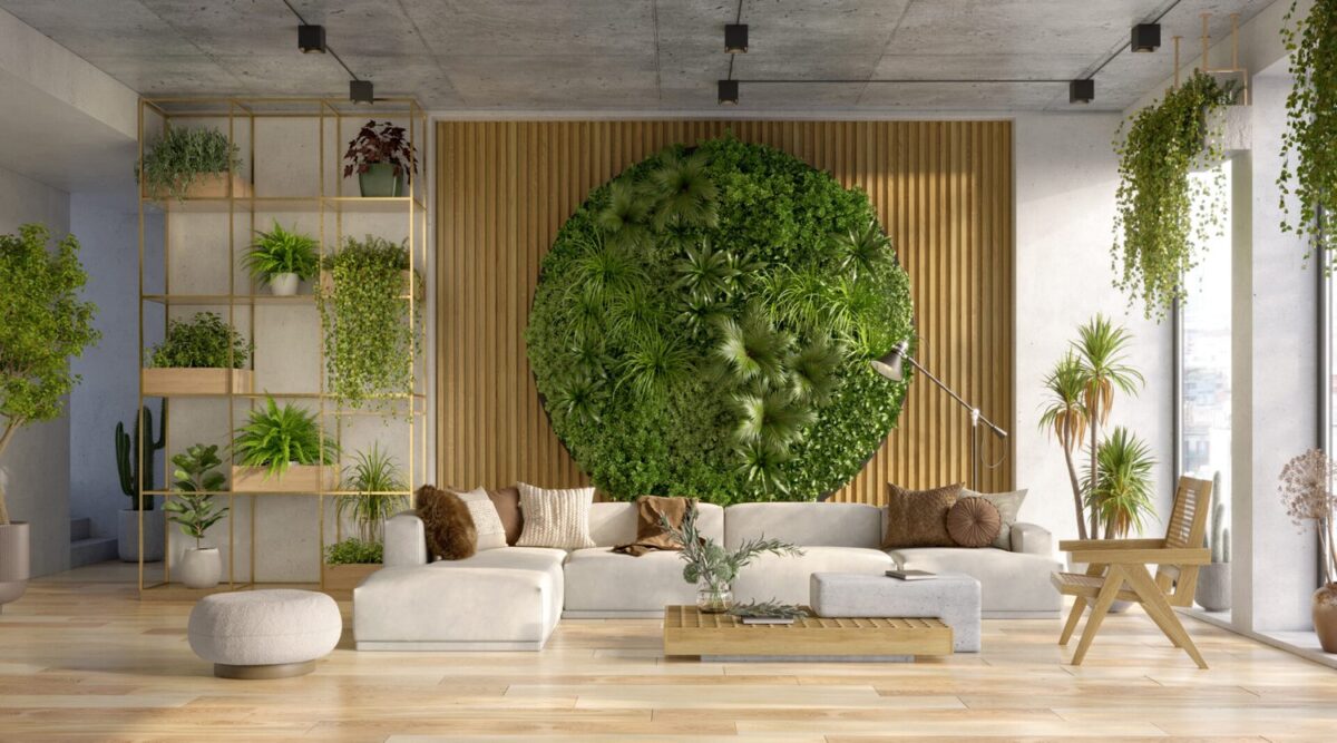 Sustainable home and garden products on display with eco-friendly materials and minimalist design, reflecting 2025 European retail trends.