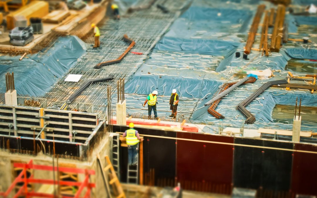 Import of construction materials in shipping containers at a busy port