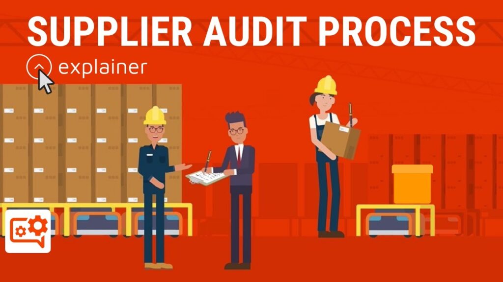 Supplier audit process in an Asian factory with inspector reviewing equipment and safety compliance.