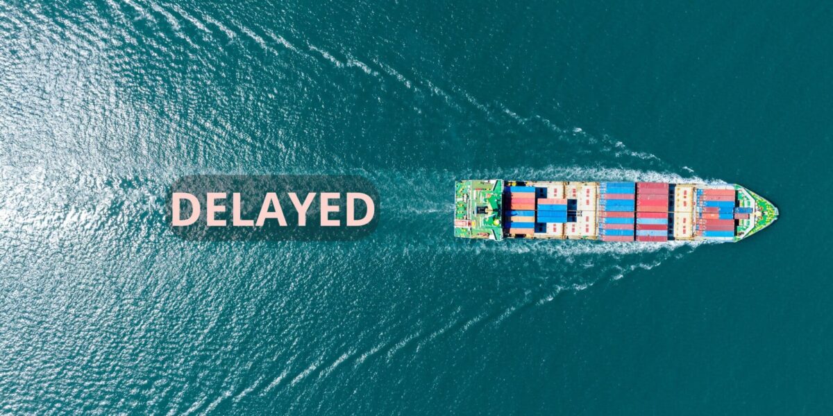 Cargo ship stuck at port due to global shipping delays